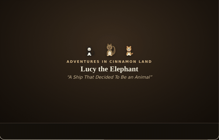 Animated GIF: Adventures in Cinnamon Land at Lucy the Elephant (Opus version)